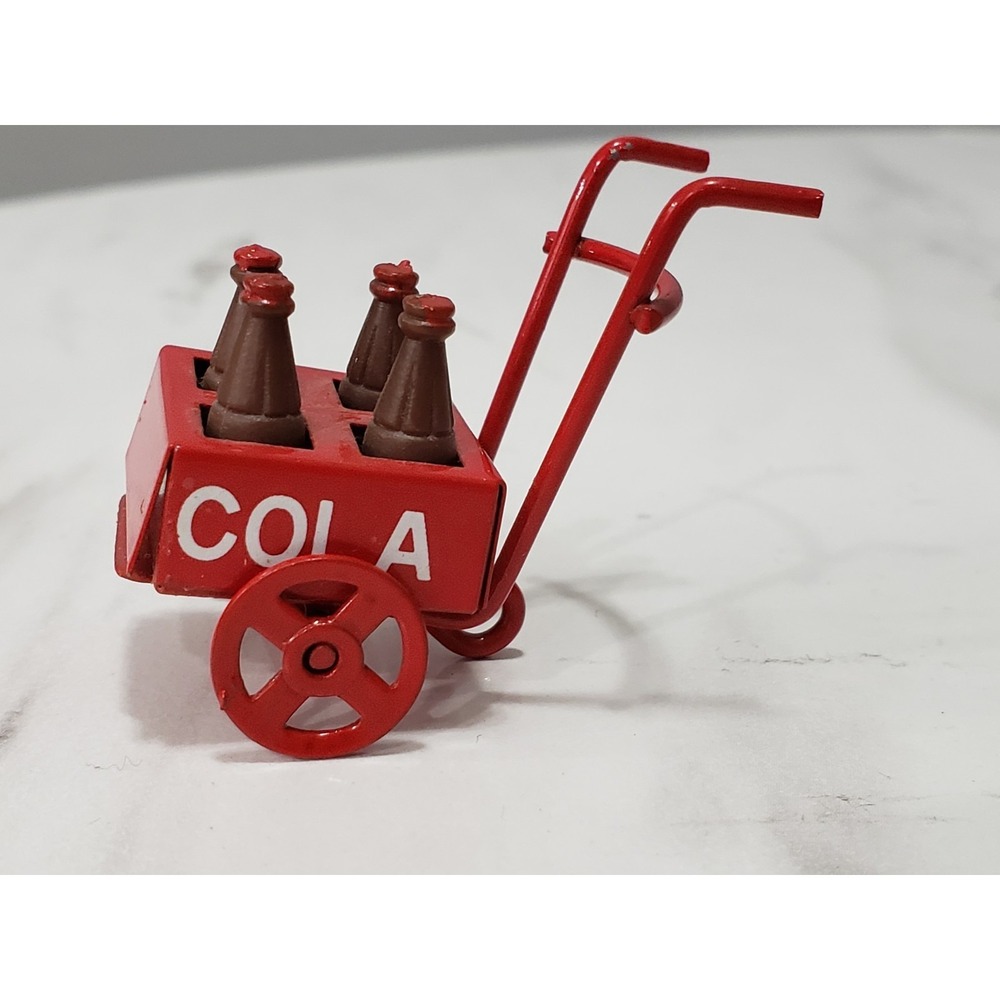 Vintage Miniature Metal Coca-Cola Handtruck Push Cart soda vendor dollhouse